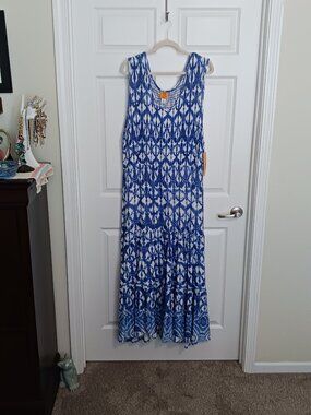 Ruby Rd Azure Dreams Maxi Dress w/ Shirring on Bodice Women's Plus Size 2X NWT